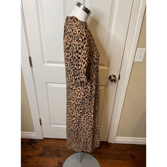by Anthropologie Brown & Black Leopard Print Short Sleeve Midi Dress, Size Small - Picture 2 of 5